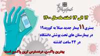   بستری 11  بیمار جدید مبتلا به کووید۱۹ در ۲۴ ساعت گذشته در بیمارستان های تحت پوشش دانشگاه