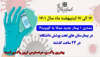 بستری ۱ بیمار جدید مبتلا به کووید۱۹ در ۲۴ ساعت گذشته در بیمارستان های حوزه دانشگاه