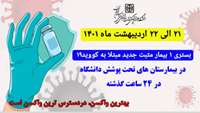 بستری یک بیمار جدید مثبت مبتلا به کووید۱۹ در بیمارستان های تحت پوشش دانشگاه 