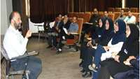 نشست مسئول کانون بسیج جامعه پزشکی با سرحلقه های صالحین بسیج جامعه پزشکی مرکز آموزشی پزوهشی و درمانی کوثر. 