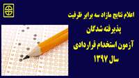 اسامی مازاد سه برابر ظرفیت پذیرفته شدگان آزمون استخدام قراردادی سال 1397 اعلام شد
