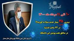 ۴۵ بیمار جدید مبتلا به کووید-۱۹ در ۲۴ ساعت گذشته در بیمارستان های دانشگاه بستری شدند.