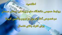تزریق دز سوم واکسن کرونا برای افراد بالای ۱۸سال آغاز شد.