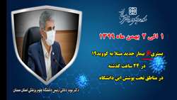 بستری ۶ بیمار جدید مبتلا به کووید۱۹ در ۲۴ ساعت گذشته در بیمارستان های تحت پوشش دانشگاه