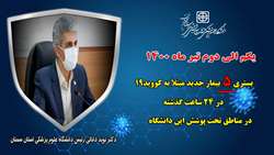 5 بیمار جدید مبتلا به کووید۱۹ در ۲۴ ساعت گذشته در بیمارستان های تحت پوشش دانشگاه شدند.