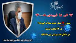 12 بیمار جدید مبتلا به کووید۱۹ در ۲۴ ساعت گذشته در بیمارستان های تحت پوشش دانشگاه شدند