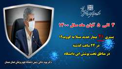    21 بیمار جدید مبتلا به کووید-۱۹ در ۲۴ ساعت گذشته در بیمارستان های تحت پوشش دانشگاه بستری شدند
