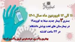  بستری ۳ بیمار جدید مبتلا به کووید-۱۹ در ۲۴ ساعت گذشته در بیمارستان های تحت پوشش دانشگاه