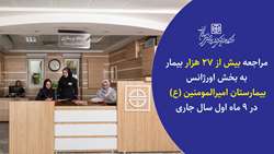 خدمت رسانی به بیش از 27 هزار بیمار در اورژانس بیمارستان امیرالمومنین (ع) در 9 ماه اول سال جاری