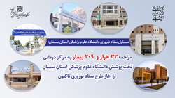 مراجعه 32 هزار و 209 نفر به مراکز درمانی تحت پوشش دانشگاه علوم پزشکی استان سمنان از آغاز طرح ستاد نوروزی تاکنون