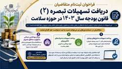 فراخوان ثبت‌نام متقاضیان دریافت تسهیلات تبصره (2) قانون بودجه سال 1403 در حوزه سلامت